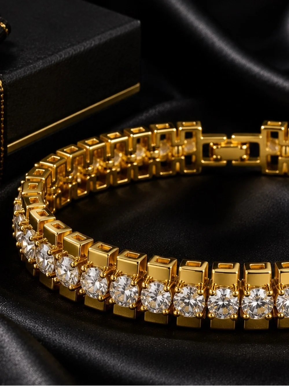 14 K gold plated Cubic Zirconia Chunky bracelet for women